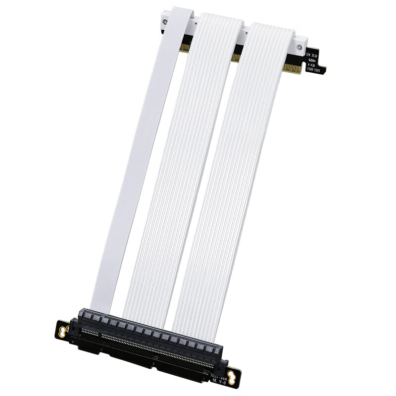 GIGA-MEGA PCIe 5.0 X16 Dual Reversible GPU Extension Cable, Double-Layer Flexible, Compatible with 5090 and Other GPUs, ITX Case DIY Build, Dual Reversible 19cm White