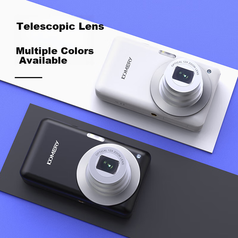 Komery R1 Optical Zoom Entry-Level High-Definition Digital Camera for Students, CCD Equivalent, Beauty Filter, Compact Camera R1 Black Standard Configuration + 64GB + Battery