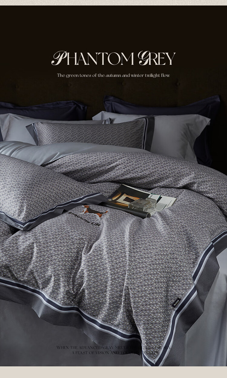 Dohia Home Textiles Pure Cotton Bedding Set of Four Pieces, 100-Count Long-Staple Cotton Sateen All-Cotton Duvet Cover And Bed Sheet Set, Luxurious High-End for 1.8-Meter Bed 230*229cm 1