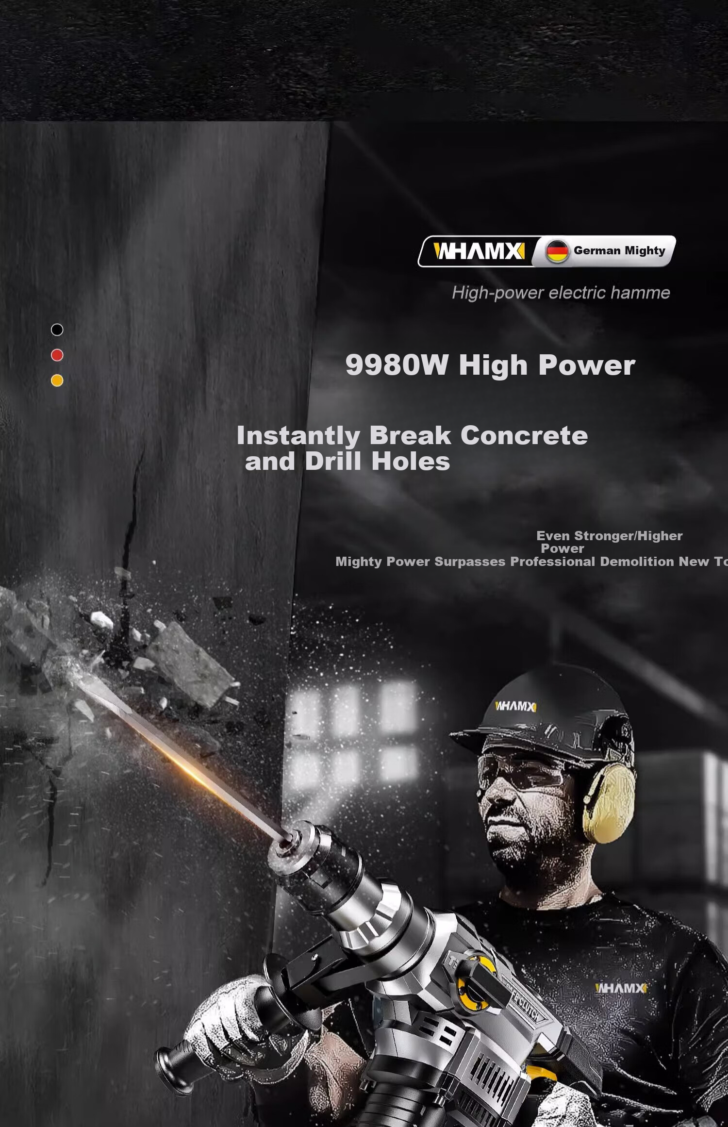 Weimeng Electric Hammer And Pickaxe Dual-Use High-Power Impact Drill for Concrete, Safety Clutch Industrial Grade M-DC 10