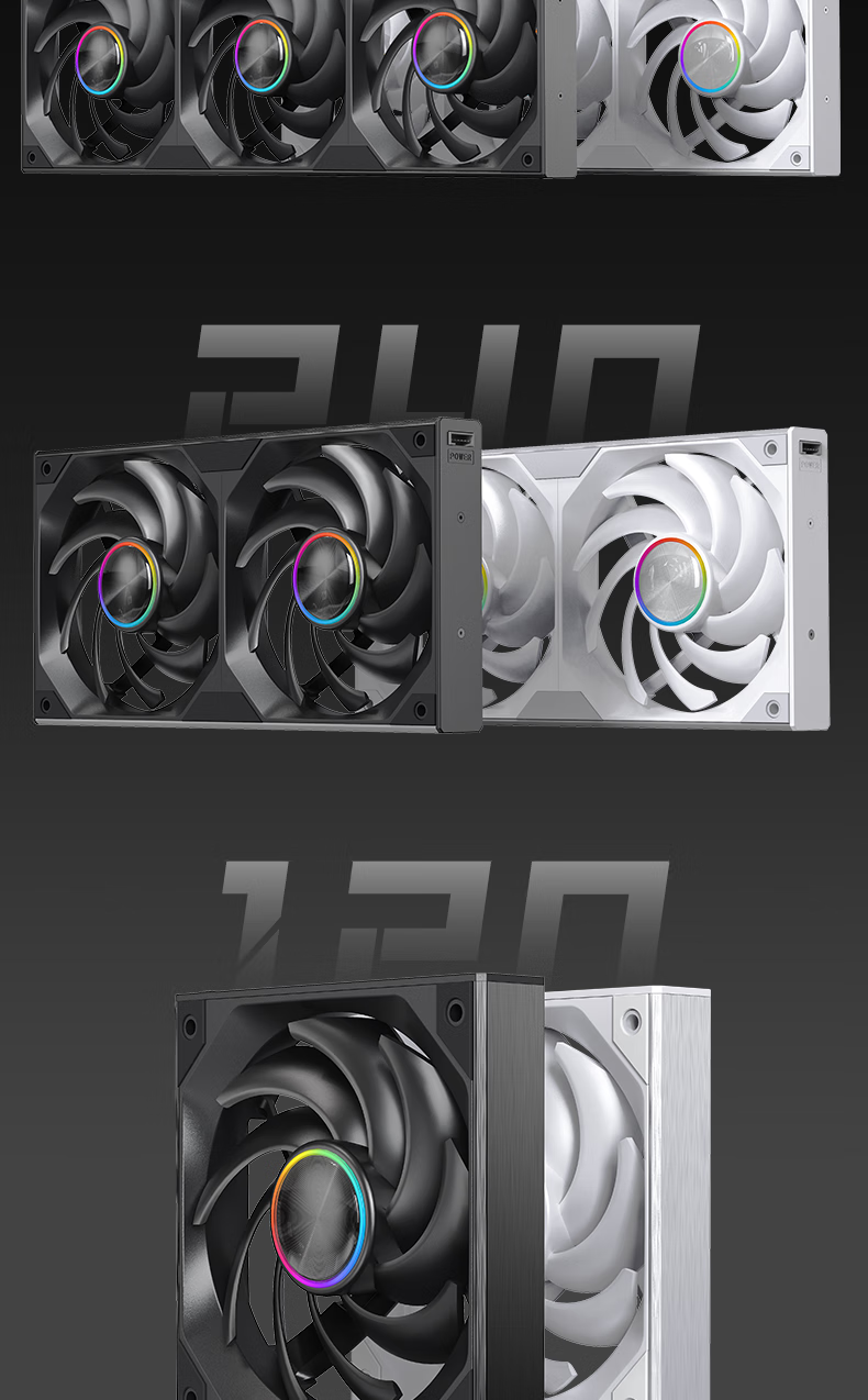 Conglinbao Xinglian Fan Lite240 Integrated Building Block Fan, Straight Blades 12cm, Aluminum Rotor, Synchronized PWM Speed Control, White Case Fan, ARGB Desktop Computer Quiet Fa 2