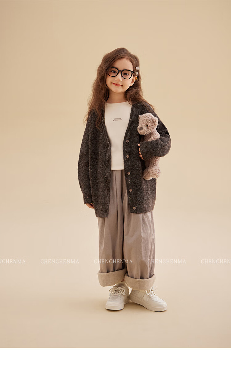 Chenchenma Parent-Child Fleece-Lined Sherpa Fleece Loose Casual Versatile Pants 7281D 6