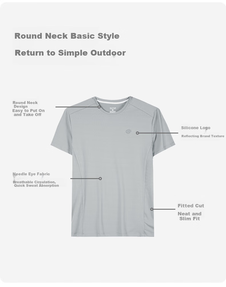 TECTOP Men's Short Sleeve T-Shirt Spring Summer Outdoor Sports Fitness Casual 2422295TX Star Gray 3XL 7