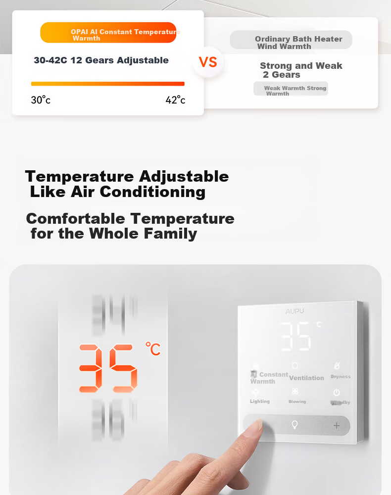 AUPU Wind And Heat Bathroom Heater E Series, Strong And Weak Airflow, Wireless Remote Control, E371-Y Compatible with Integrated Ceiling 6