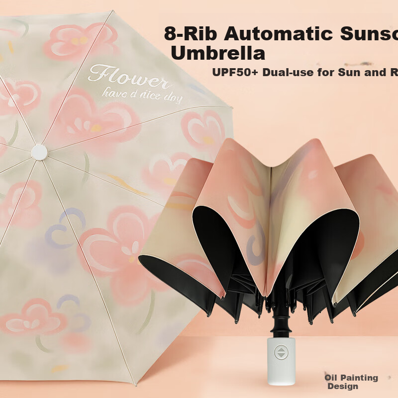 BAHAINIAO Sun Umbrella, Automatic for Both Rain And Shine, Heat-Resistant Rain Umbrella, Sunshade, Convenient UV Protection, Foldable, Automatic