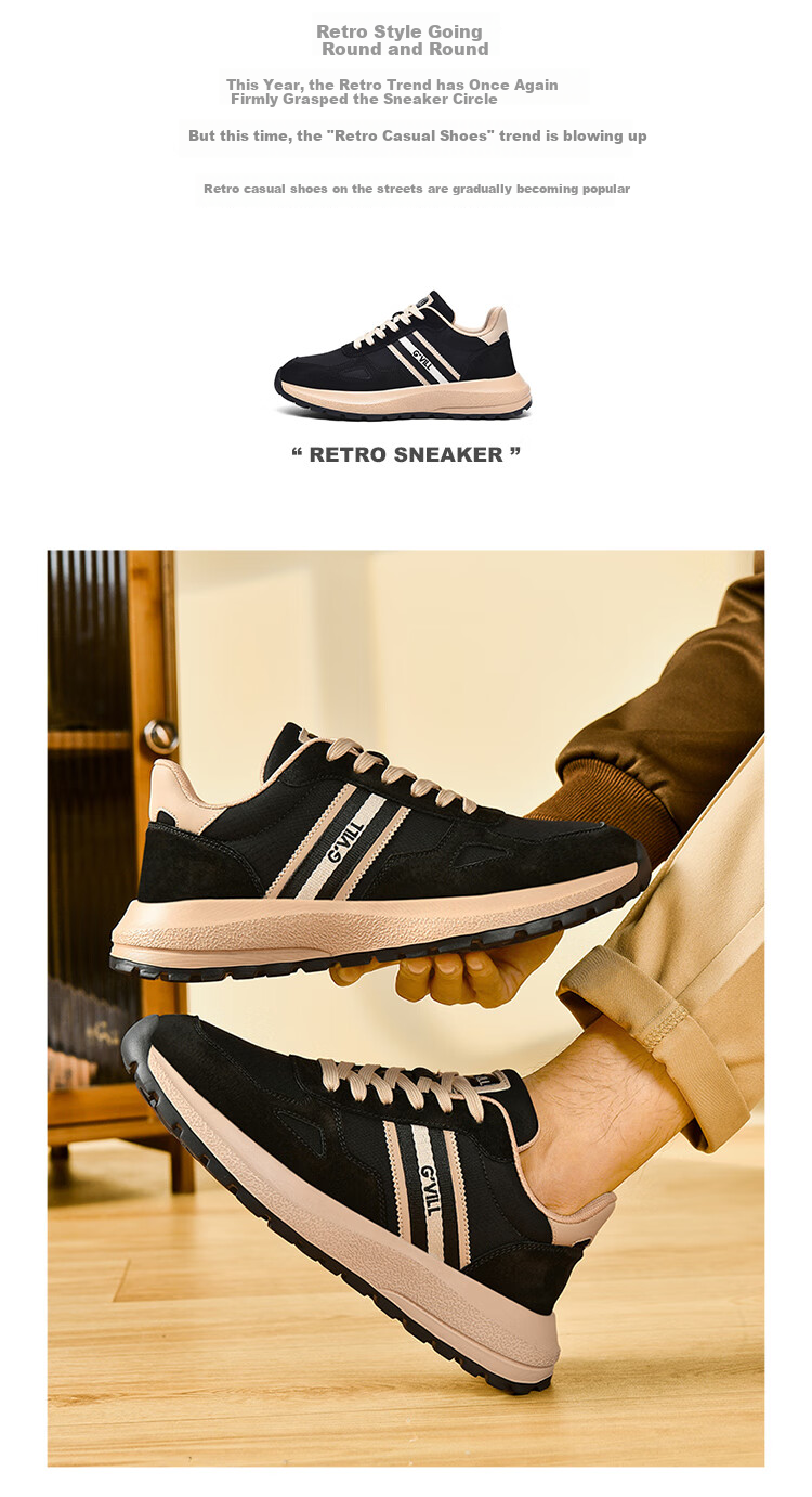 Guizhibu Men's Sports Shoes, Autumn And Winter 2026 New Style, Genuine Leather, Versatile Travel, High-End Non-Slip, Light Luxury, Running And Casual Shoes 2