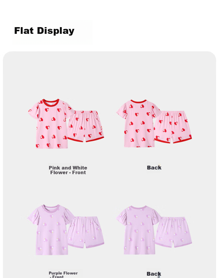 Annil [3A Grade Antibacterial] Girls' Short-Sleeve Loungewear Set, Summer Pajamas, Loose-Fitting 8