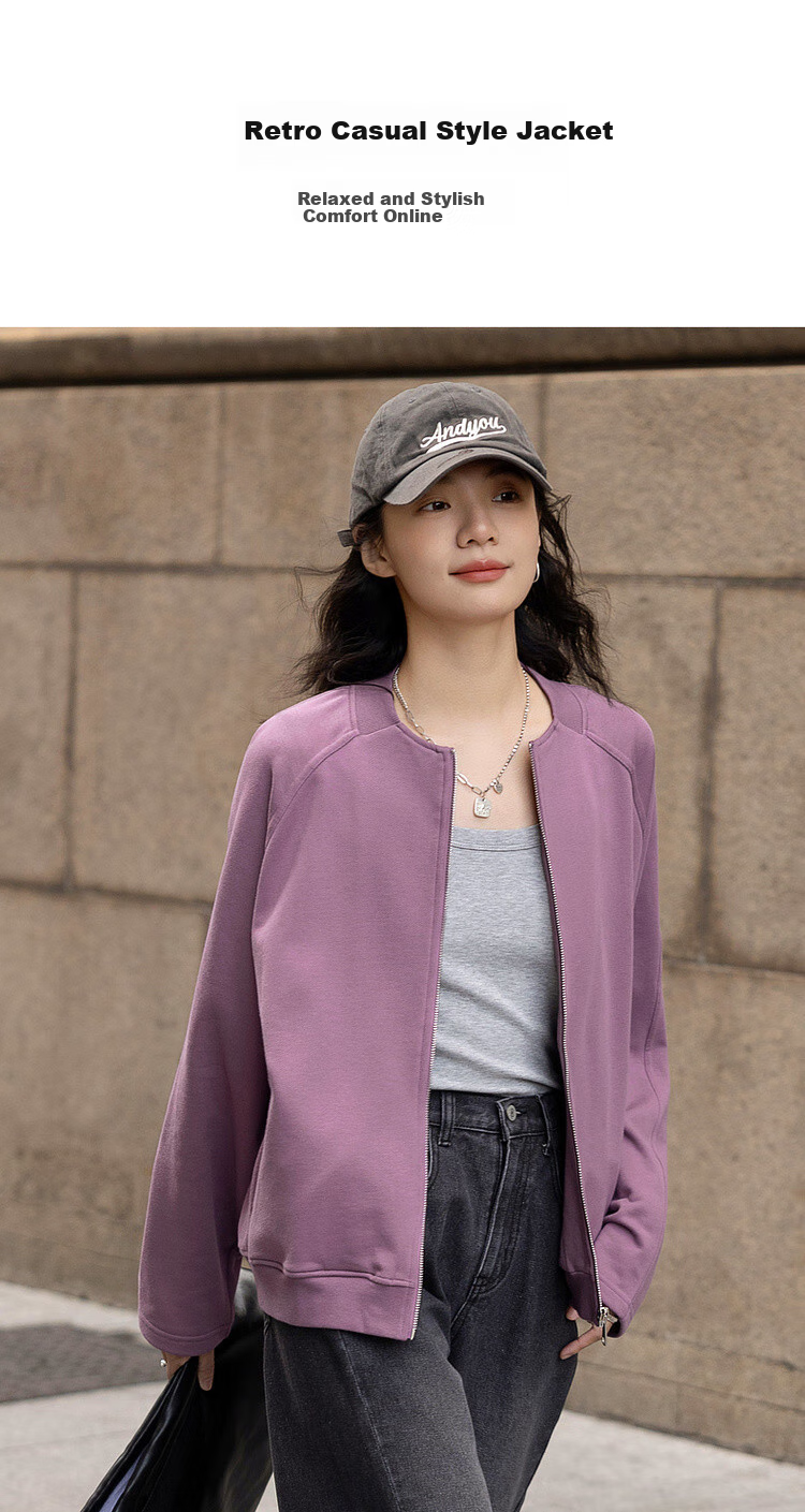 Dme [Cloud Comfort Zone] Spring Vintage Minimalist Style Round Neck Casual Loose-Fitting Slimming Versatile Short Women's Jacket 2