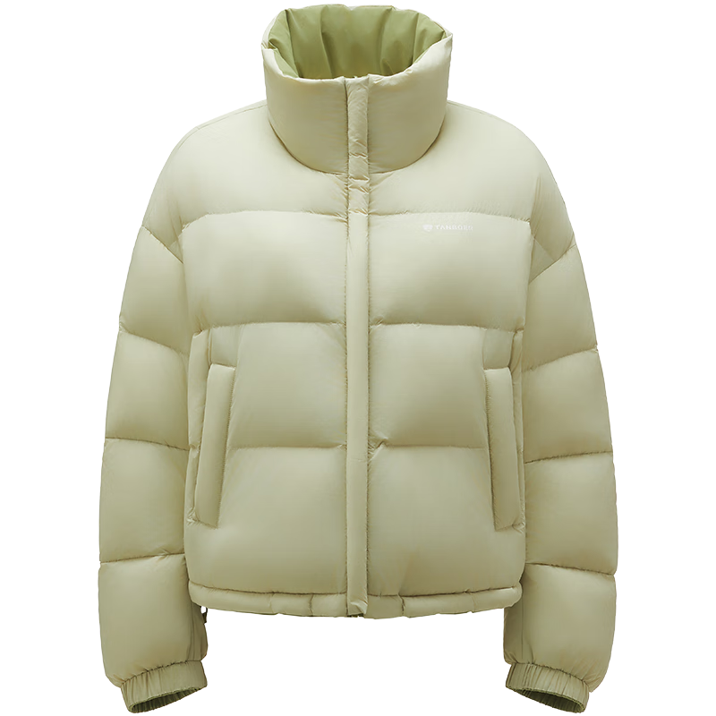 Tanboer Puff Down Jacket Women Short Stand Collar Reversible Coat 2025 New 5550320D Cardamom Green 155