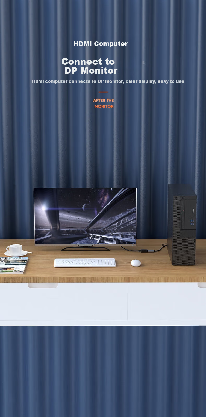 BIAZE HDMI 2.0 to DP 1.2 Adapter Cable, LT6711 Chip, Displayport 4K 60Hz HD Video Connection Cable, Laptop PS5 to Monitor Connectio 3