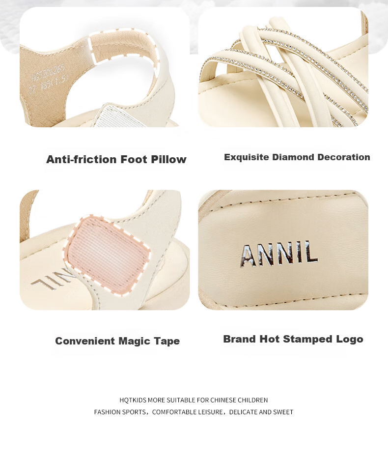 ANNIL Children's Sandals for Girls, 2026 Summer New Style, Soft-Soled Student Open-Toe Breathable Flat Fashion Princess Shoes 6275 6