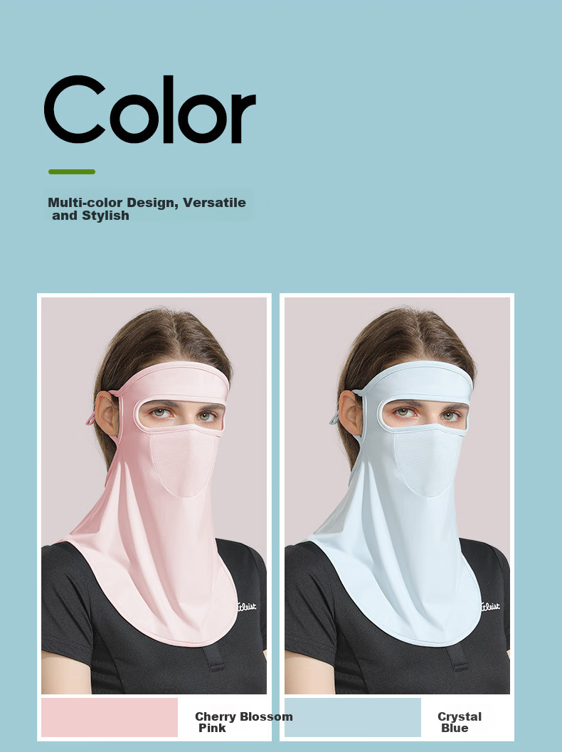 GLO-STORY Sun Protection Face Mask for Women, Full Face Sun Protection Mask for Outdoor Cycling And Golf, Ice Silk Thin Face Covering Face Mask WKZ214013 Arctic Gray 12