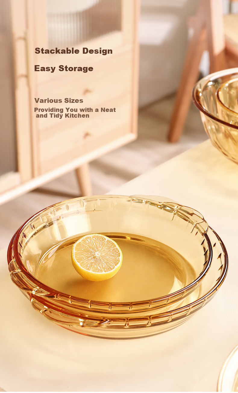 CRISTALGLASS Double-Handled Heat-Resistant Glass Plate Steamed Egg Dish, Sauce Scoop, Small Seafood Plate, Microwave-Safe Pizza Baking Tray for Home Use 8