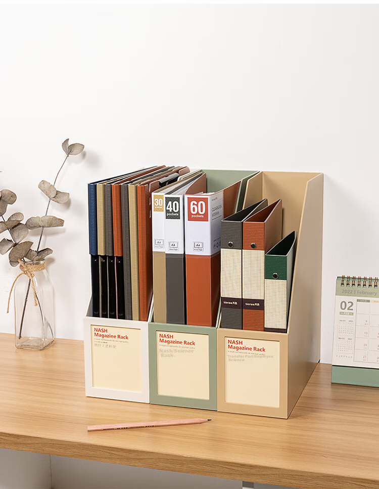 TIANSE Thickened File Organizer, Document Holder, Storage Rack, Bookend, Creative Ins Style Bookshelf, Storage Box, Office Supplies, TS-1338, Olive Gree 11
