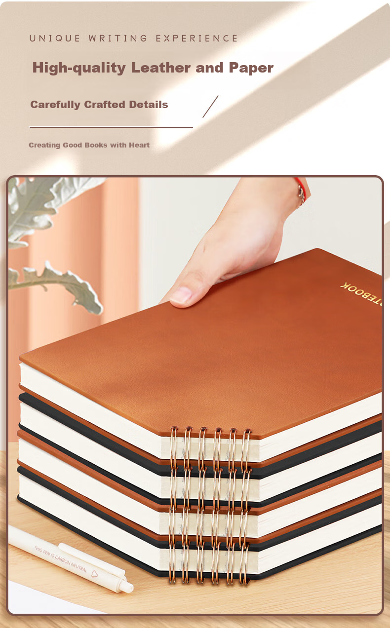 Faramon B5 Notebook Spiral-Bound Top-Opening Thick Simple Diary for Middle And High School Students, Comfortable to Hold, Aesthetically Pleasing Journal for College Students And Postgraduate Exam Preparation, Brown, 2 Pack 9