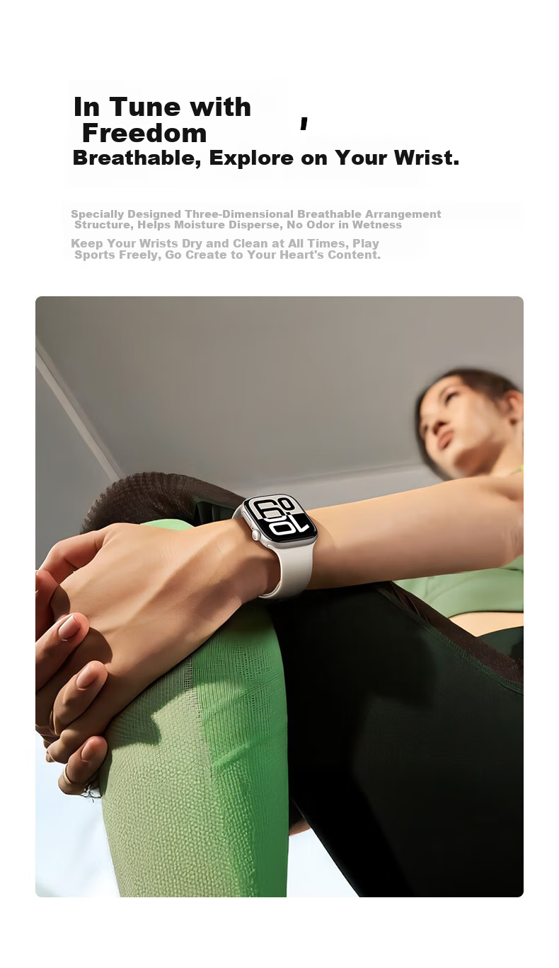 W&P 26 New Apple Watch Band Compatible with Apple Watch Ultra 4/3/2, Breathable Liquid Silicone Strap for IWatch Series 12/11/10/9/8/SE, Starlight Color 8