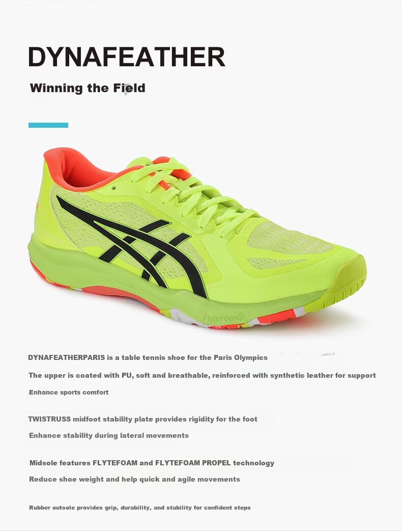 ASICS DYNAFEATHER 1073A064-101 Table Tennis Indoor Sports Shoes Size 40.5 3