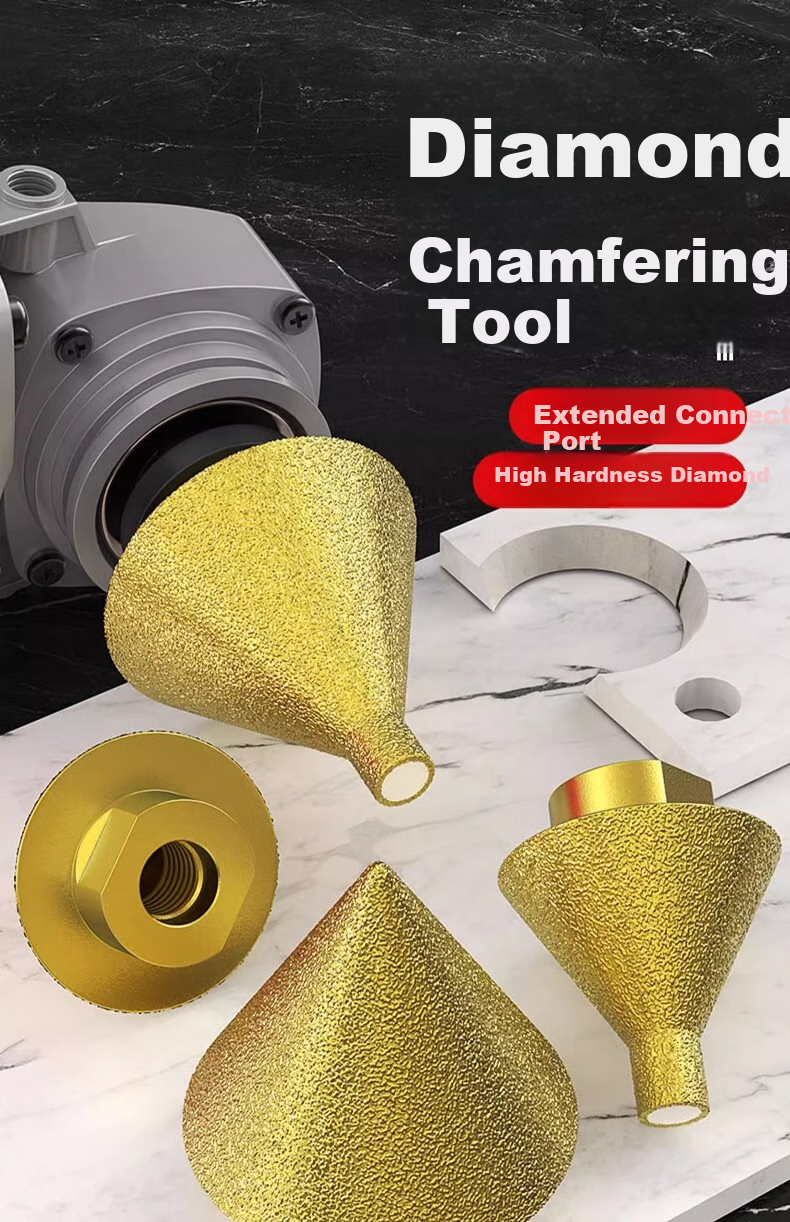 HUHAO Diamond Chamfering Tool, Marble Hole Cutter, Tile Drilling Bit, Angle Grinder Cone Dry Grinding Head, Hole Enlarger 1