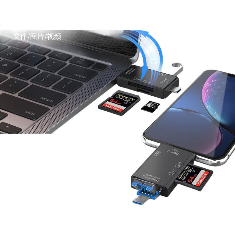 LinkStone USB/Type-C Card Reader, SD/TF/Udisk Multi-Function Four-In Card Reader, Computer and Phone OTG Card Reader, Supports Camera Drone Dash Cam Memory Cards
