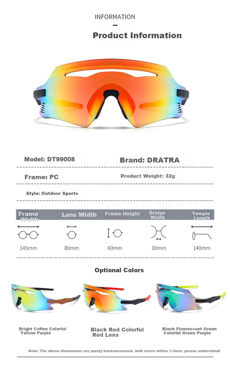 DRATRA Sunglasses, Cycling Glasses, Bicycle Racing Goggles, Marathon Trail Running Glasses, Sports Eyewear, Windproof And Dustproof Sunglasses 1