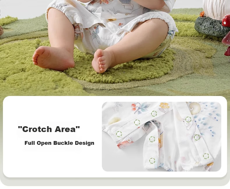 Beitaisi Baby Clothes, Summer Thin Bamboo Cotton Onesie, Newborn Gauze Romper, Short-Sleeve Infant Pajamas 15