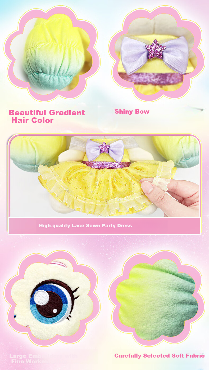 Qimiaomeng Cute Dress Edition Heart Plush Toy 26cm Adorable Doll Birthday Gift for Girls Cuddle Sleep Doll 5