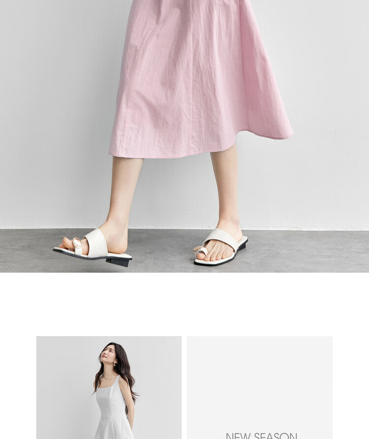 Shangdu Bila 100% Cotton A-Line Dress Women Summer Slim Waist Spaghetti Strap Square Neck Casual Mid-Length Dress 21