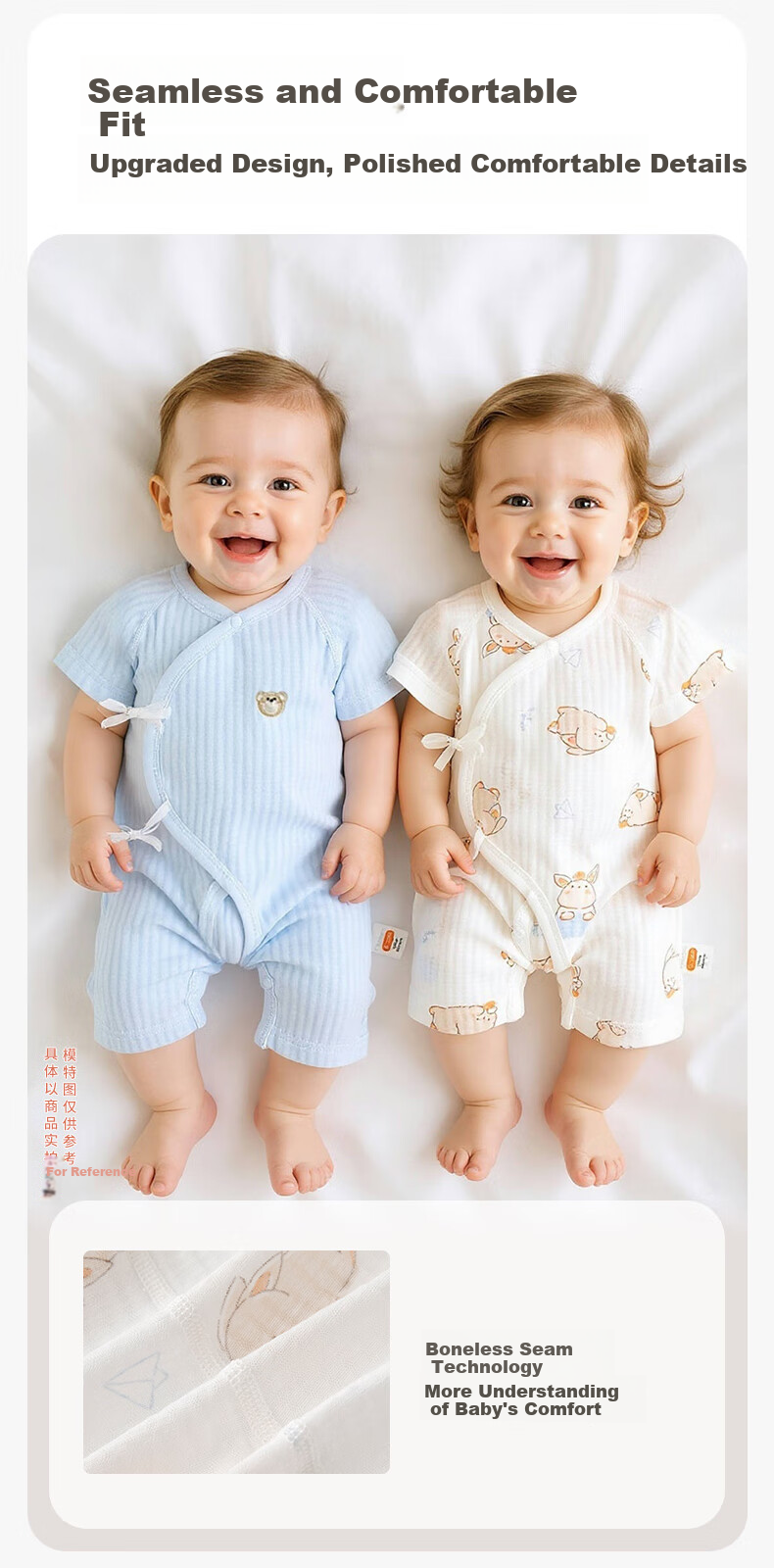 Babyprints Newborn Onesie 2-Pack, Baby Pure Cotton Class A Romper, Summer Thin Belly-Protecting Baby Bodysuit, Green, Size 52 5