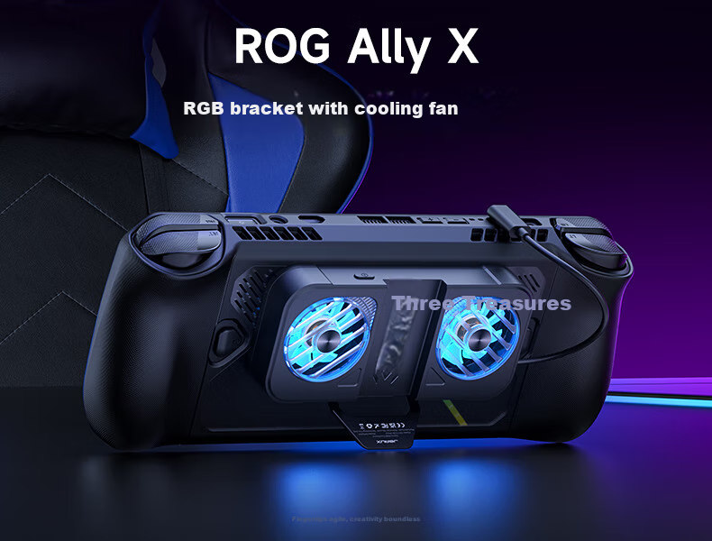JSAUX Rog Ally X Air Cooler, ROG Handheld Accessory, Gaming Peripherals, Cooling, RGB Stand Fan, AllyX Silent Dual-Core Rapid Cooling 3