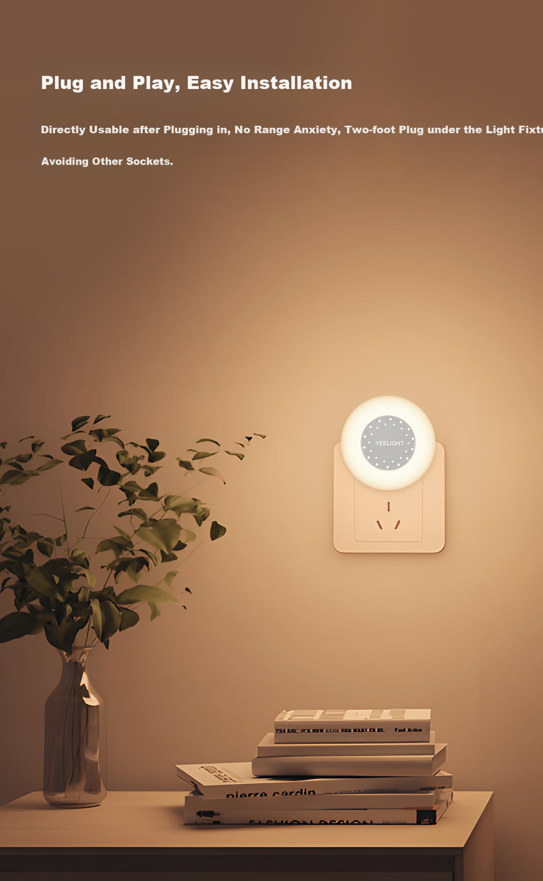 Yeelight, Plug-In Sensor Night Light, Bedroom Bedside Lamp, Hallway Motion Sensor Night Light, Wall Corner Ambient Light 3