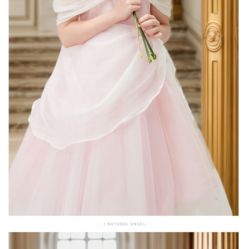 I natural Angel Sleeping Beauty Aurora Princess Dress Girls Pink Fairy Tale Forest Style Birthday Dress 10