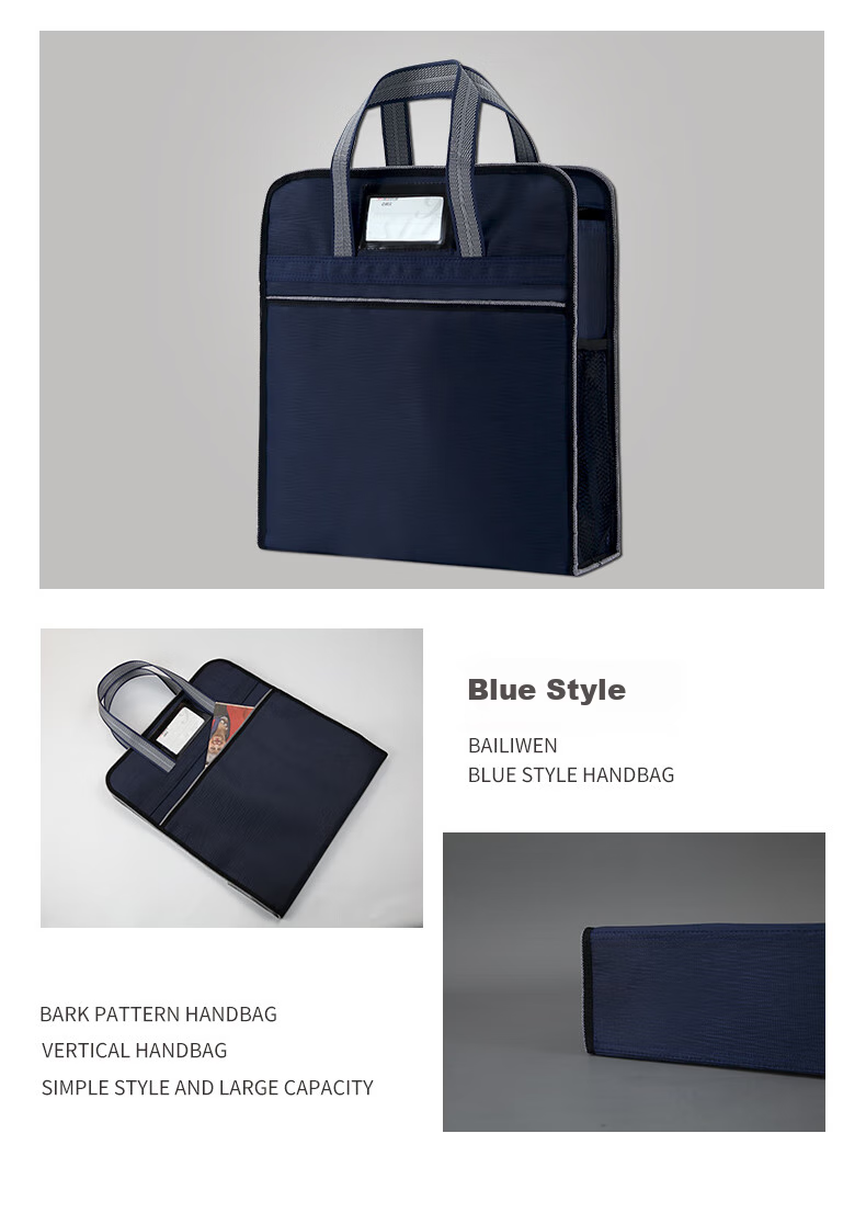Bailiwen H139 Blue Handheld Document Bag, File Bag, Storage Bag, Student Book Bag, Tutoring Bag, Men's Briefcase, Business Bag, Office Bag, Conference Handbag 6