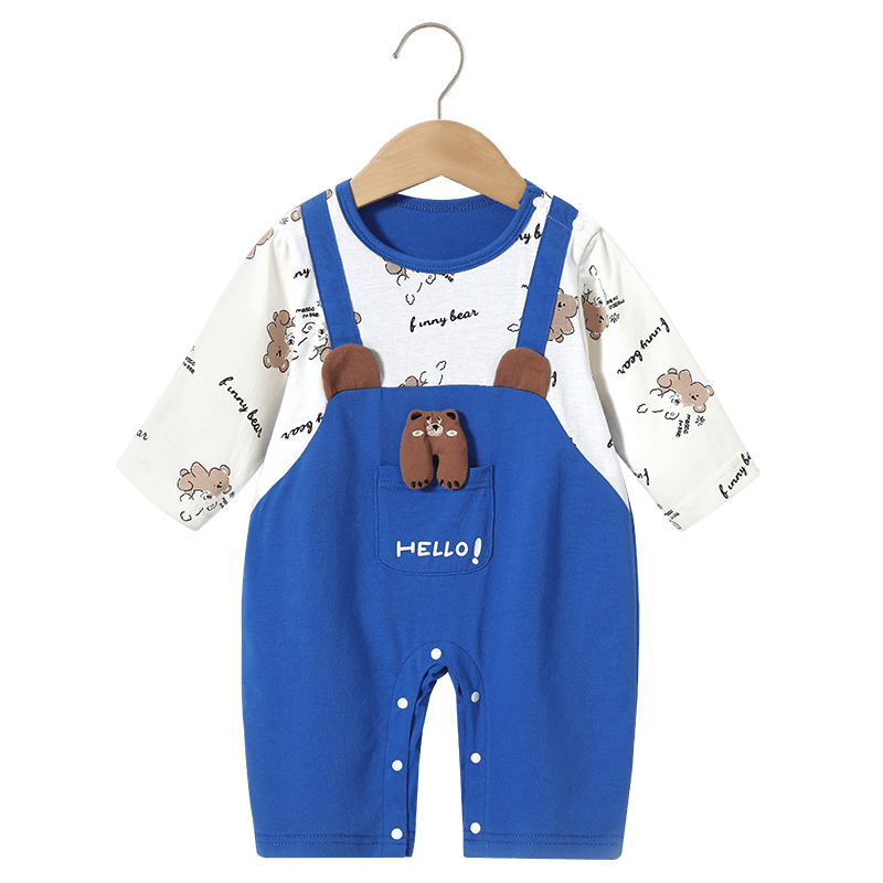 Badi Badi [Gift for Expectant Moms] Spring and Autumn Pure Cotton Infant Toddler Unisex Romper with Pocket Bear 73cm