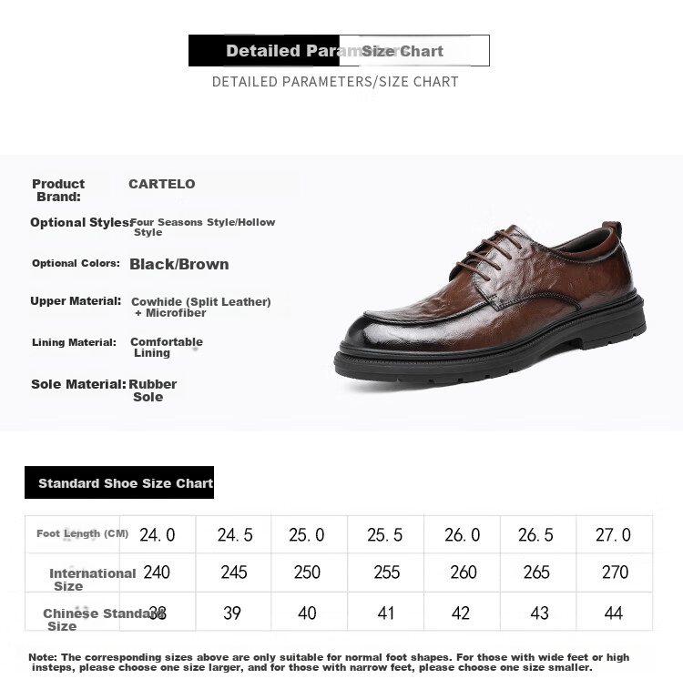 CARTELO British-Style Hand-Scraped Leather Shoes for Men, Business Soft Cowhide Men's Shoes, Formal Shoes, Men's Leather Shoes 9860, Black Height-Increasing, Size 41 5