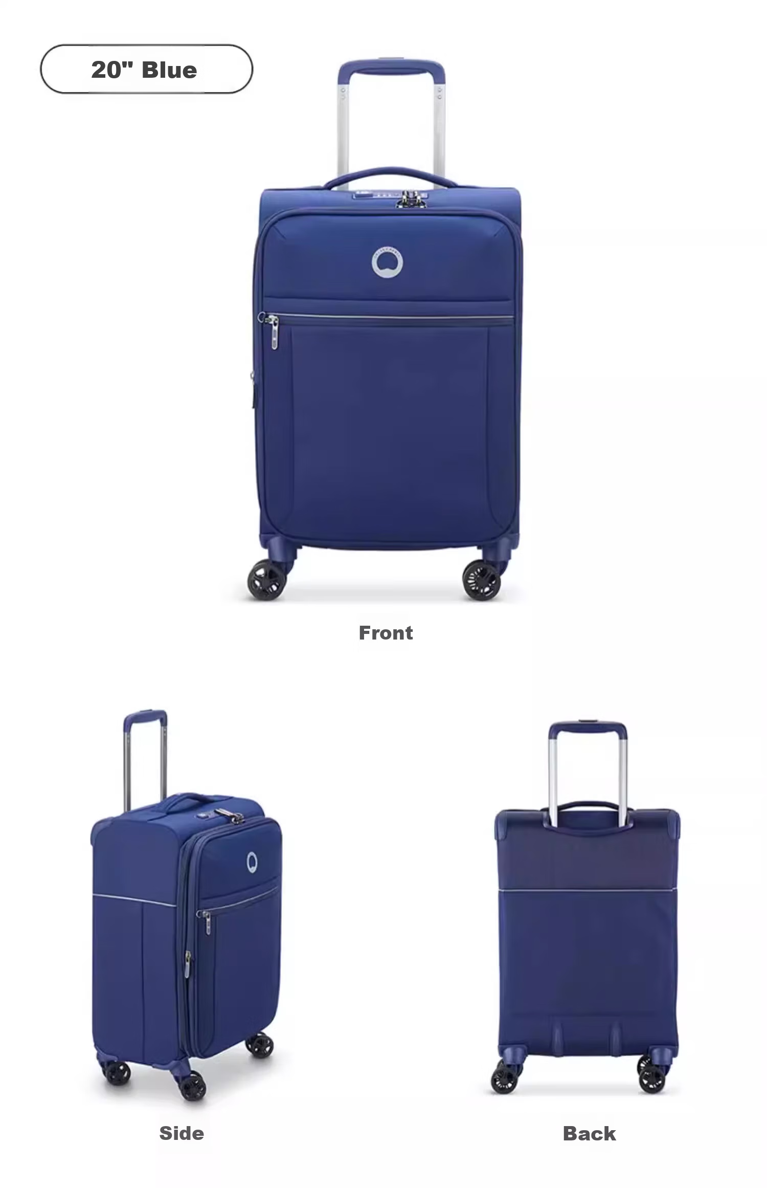 DELSEY French Ambassador Luggage, Ultra-Lightweight Password Lock Suitcase, Soft Fabric Travel Case, 24-Inch 26