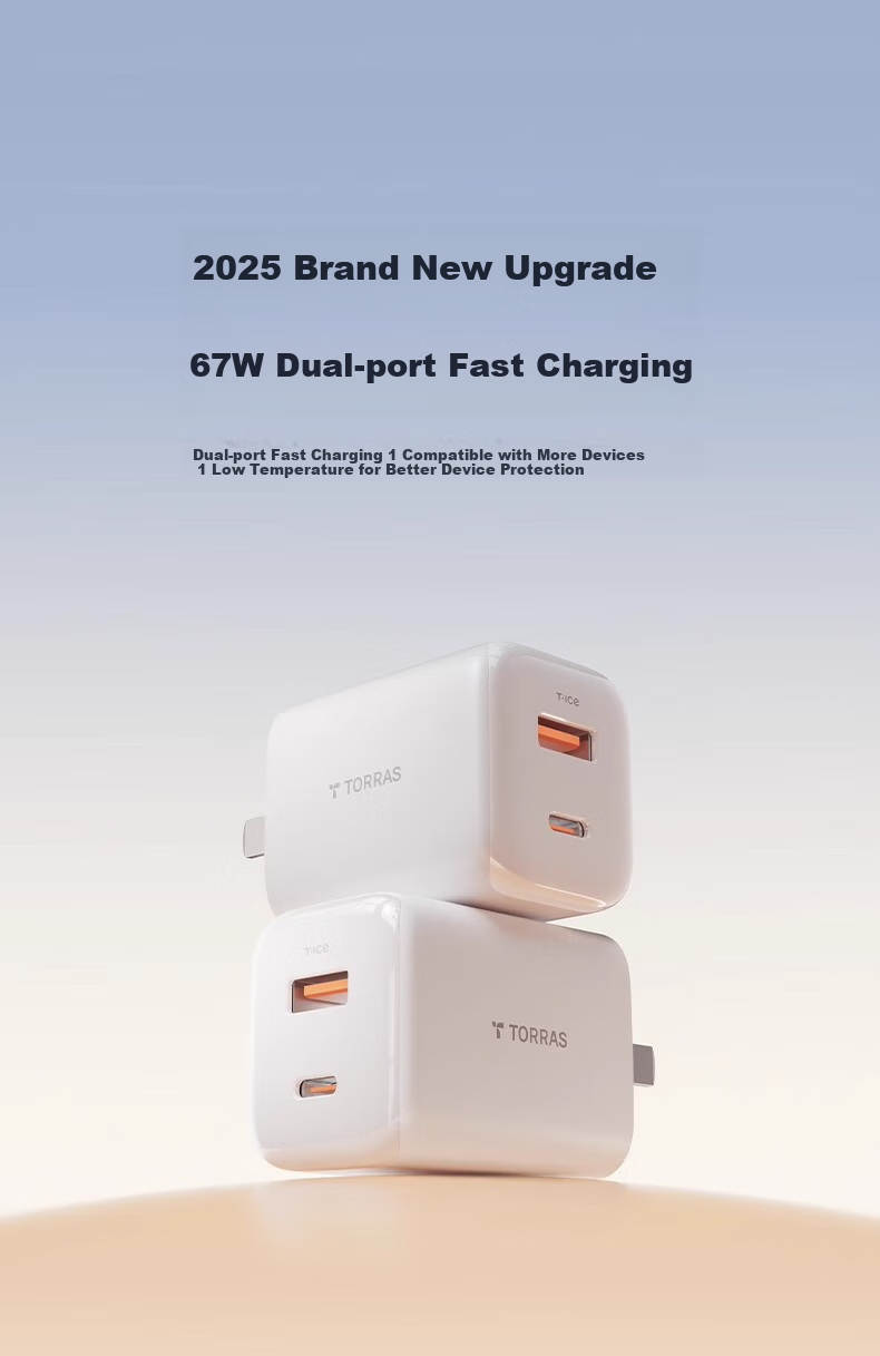 TORRAS [Official Authorized Product | 3C Certified] Small Ice Cube 65W GaN Charger, Multi-Port Type-C Fast Charging Head, 67W Compatible with Apple 16/17 Pro Max, Compatible with 40W 3
