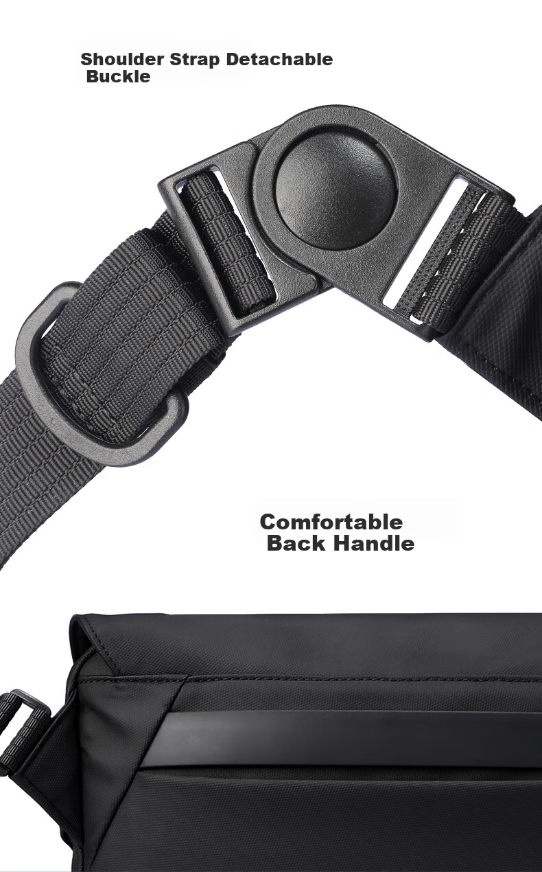 MARK RYDEN Crossbody Bag for Men, Large Capacity Portable Commuter Shoulder Bag, Casual Lightweight Messenger Bag for Outings, Elegant Black 13