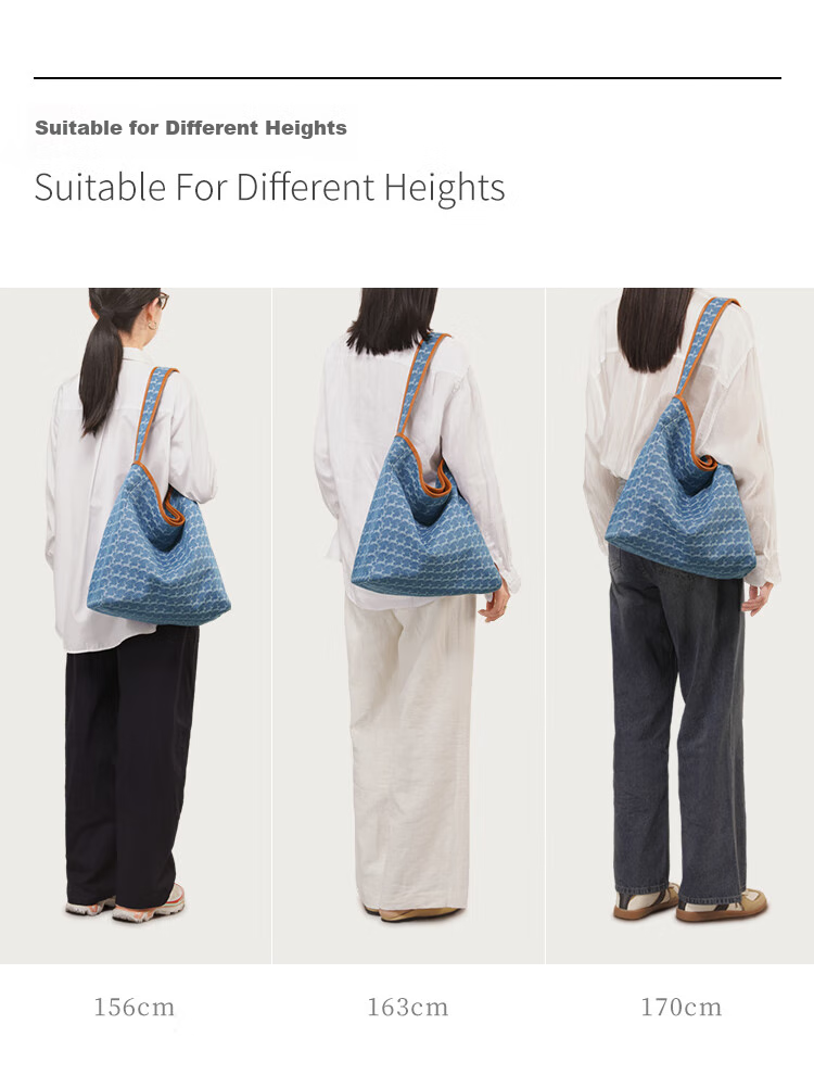 Mood Autumn And Winter Large Capacity Tote Bag for Women, Denim Canvas Lightweight Commuter Shoulder Underarm Bag, Birthday Gift Versatile Blue 24
