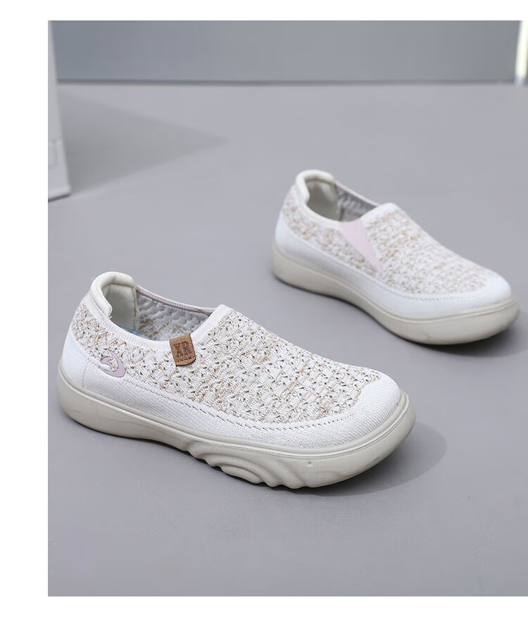 Weizhi Old Beijing Cloth Shoes Women Single Shoes Soft Sole Comfortable Slip-On Mom Shoes Thick Sole Non-Slip Casual Shoes Off-White 39 22