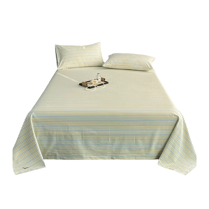 Wuyinliangpin Pure Cotton Coarse Linen Cool-Feeling Bed Sheet Single Piece, All-Cotton Double Bed Sheet Bedding, 230*245cm