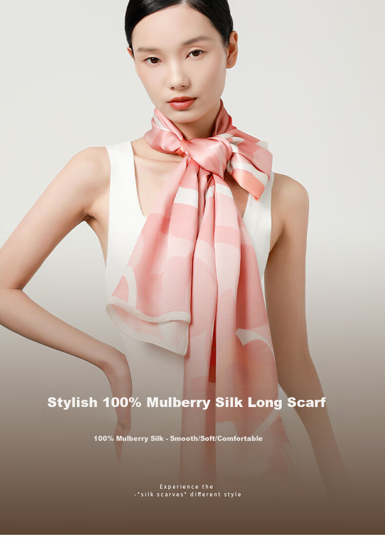Sijie New 100% Mulberry Silk Scarf, Mother's Style, Silk Printed Long Scarf, High-End Shawl, Outer Wrap, Holiday Gift 3