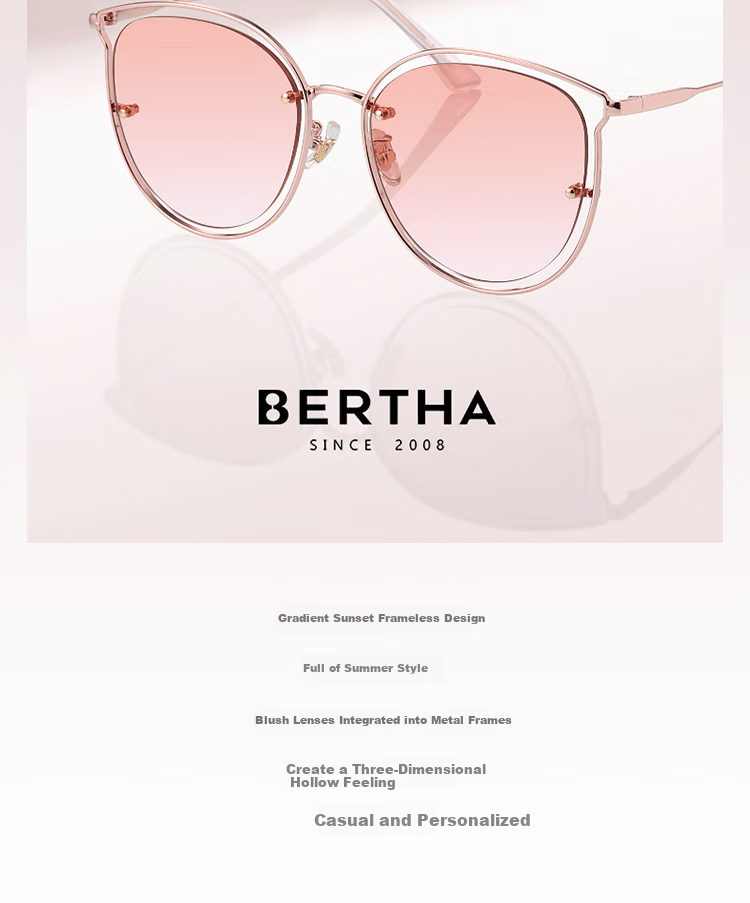 Bertha Pink Sunglasses for Women with Blush Gradient Cat Eye Sunglasses, Fashionable Face-Slimming UV Protection for Beach And Back-To 4