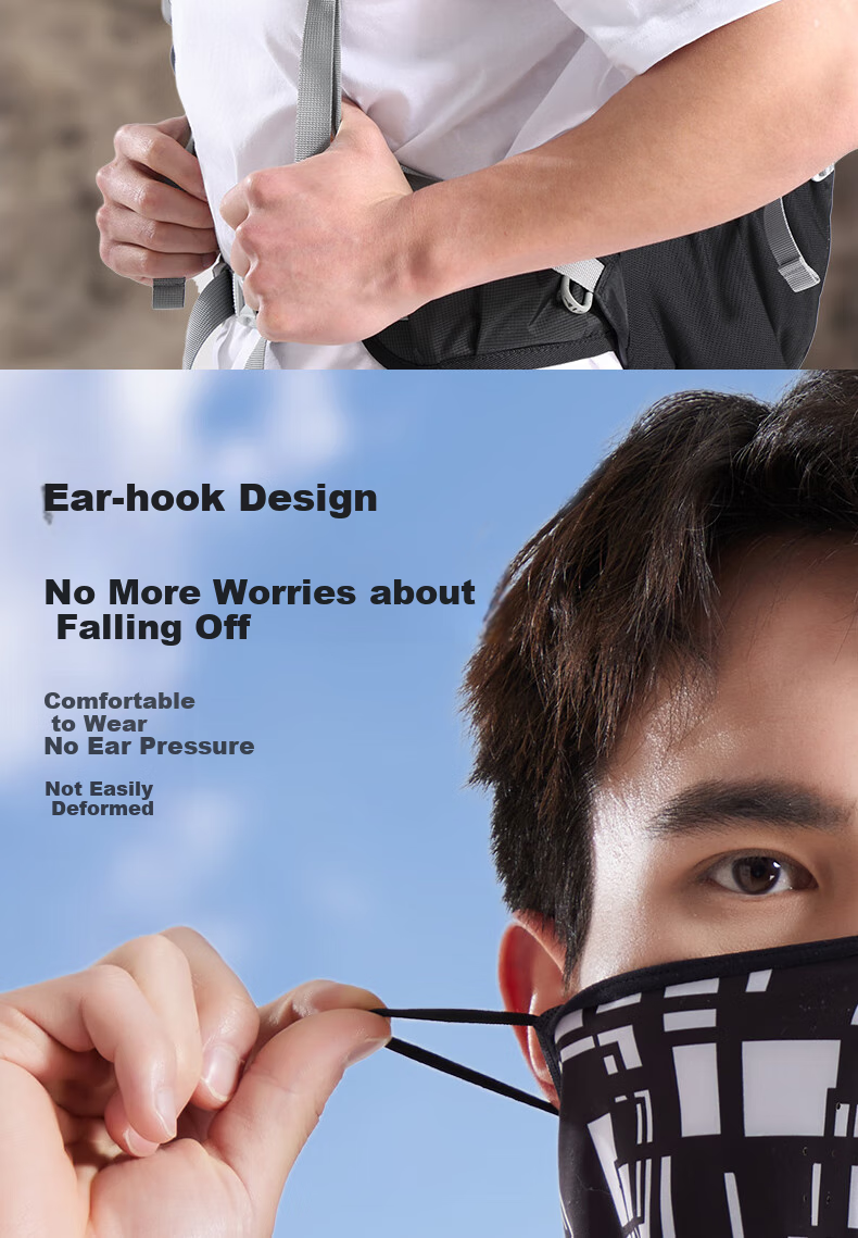 Li-Ning Cycling Face Mask, Windproof Ear-Hook Face Cover, Magic Headband Neck Gaiter, Men's Outdoor Sports Neck Warmer 7