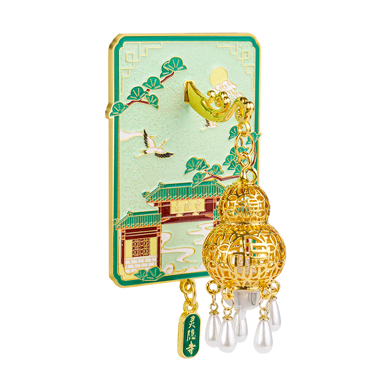TIANSE Hangzhou Landmark Cultural Night Light Fridge Magnet Teacher's Day Gift Travel Souvenir Chinese Style Decorative Magnetic Sticker Business Birthday TS-6325 Lingyin Temple