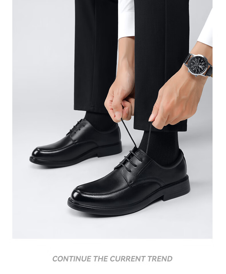 Warrior Official Men's Leather Shoes Spring Summer New Black Soft Sole Formal Business Casual Shoes 2607 Black Size 41 21