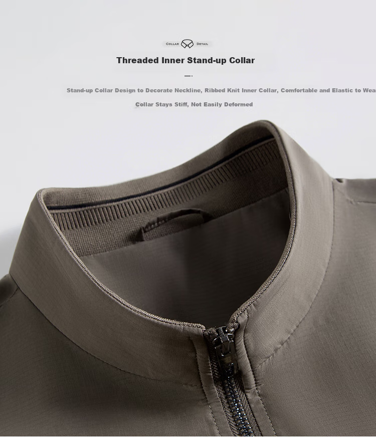 FIRS [Exquisite Embroidered Logo] Men's Jacket, Autumn Business Casual Light Luxury Coffee-Colored Stand-Up Collar Cardigan Menswear 3
