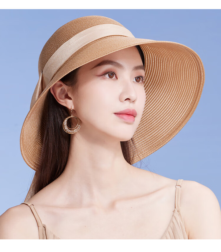 Shanghaigushi Women's Beach Hat, Seaside Sun Protection Hat with Wide Brim, Straw Hat for Travel And Outdoor Activities, Mid-Autumn Festival Gift 18