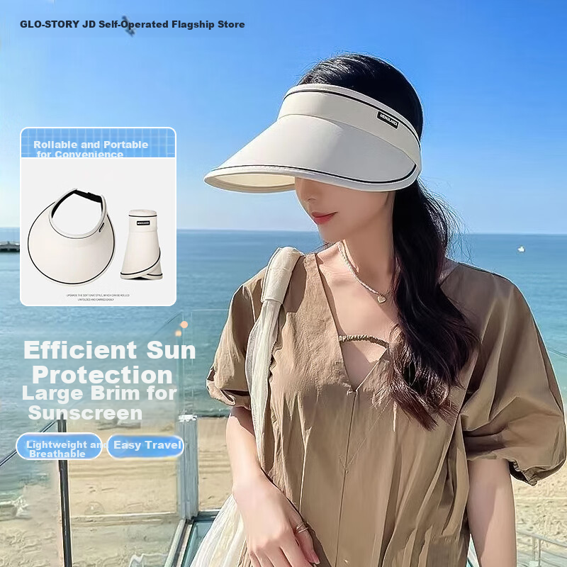 GLO-STORY Sun Hat for Women, Rollable Storage, Face Protection, Visorless Outdoor Cycling Sun Hat WMZ124017