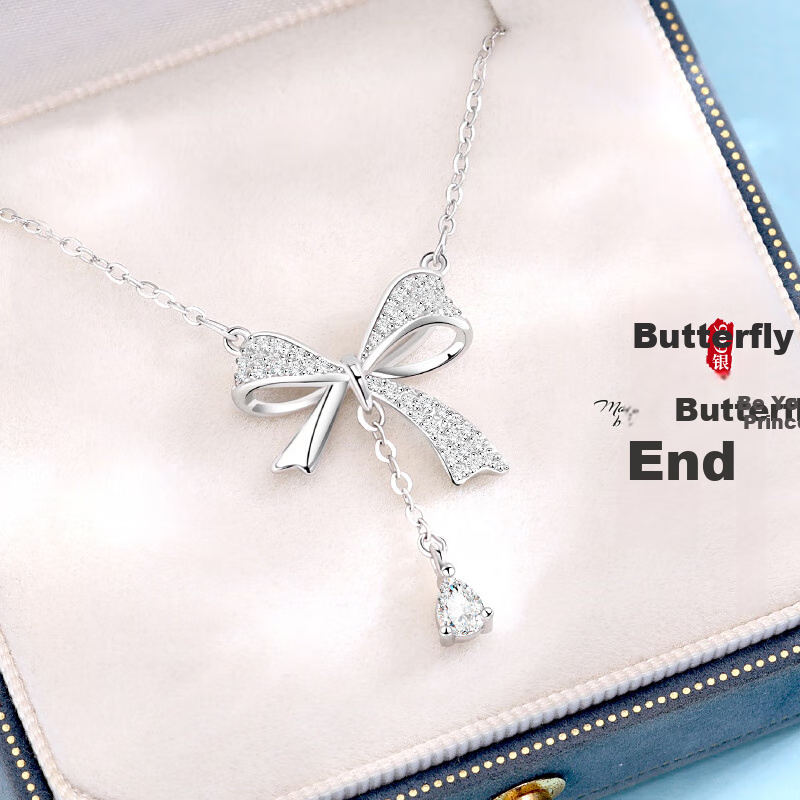 Dijing Runaway Princess 99 Sterling Silver Necklace for Women, Collarbone Chain with Elegant Butterfly Pendant, Birthday Gift for Girlfriend