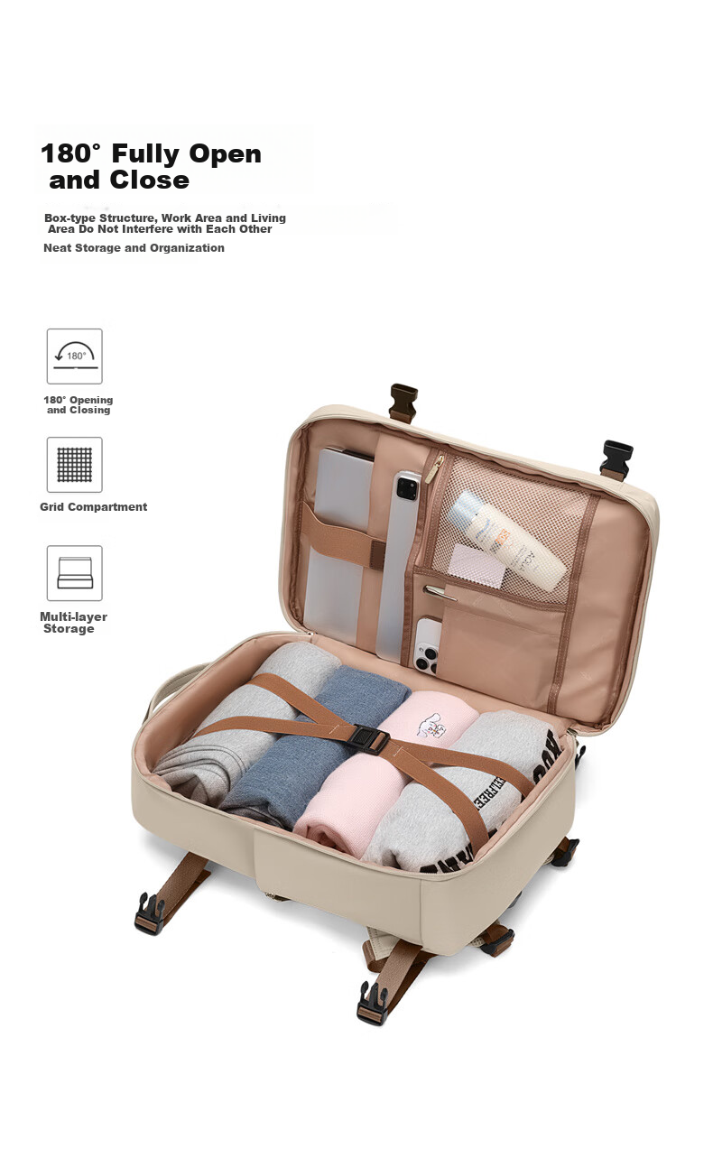 GOLF Backpack for Women, Travel Bag with 17.3-Inch Laptop Compartment, Student Schoolbag, Wet And Dry Separation, Multi-Compartment Business Trip Bag 13